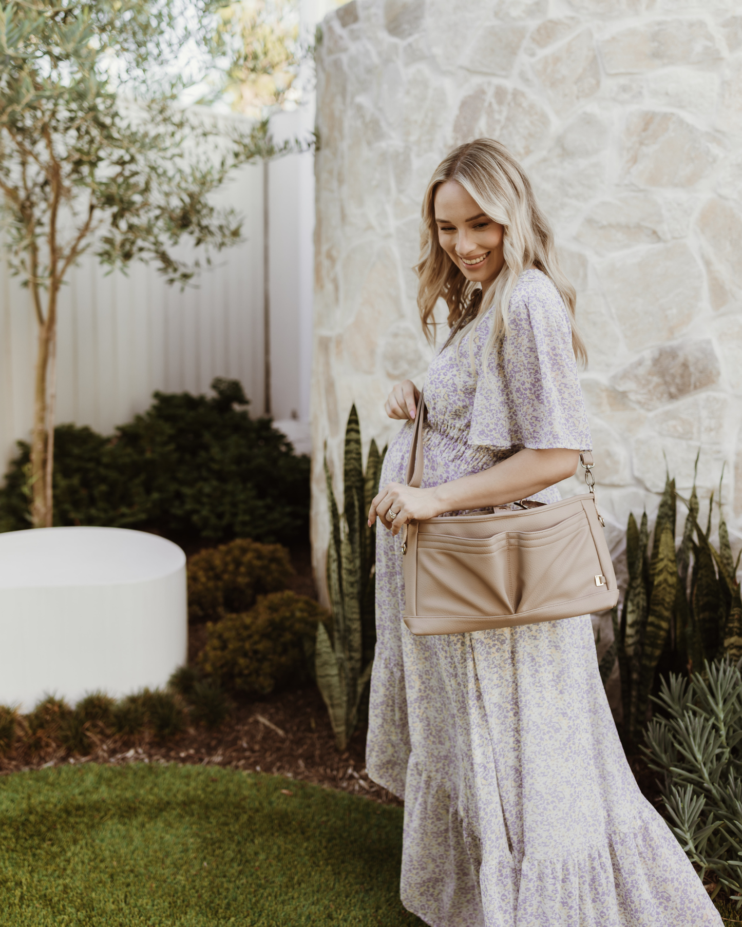 Dimple Vegan Leather Stroller Organiser/Pram Caddy - Oat OiOi