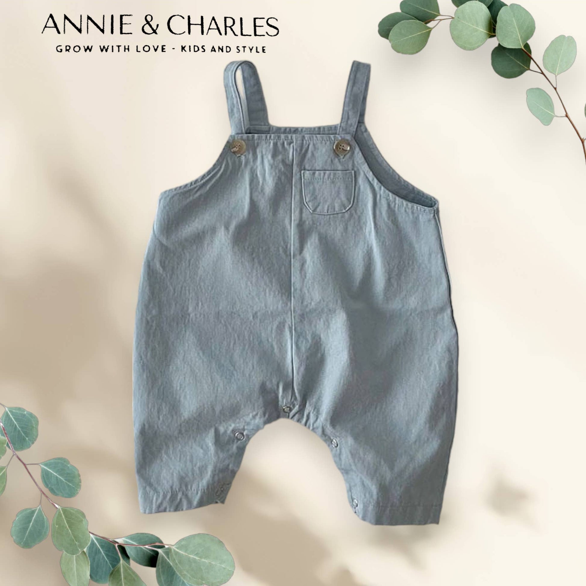 Annie & Charles® organic cotton overalls Annie & Charles 6-12 M blue