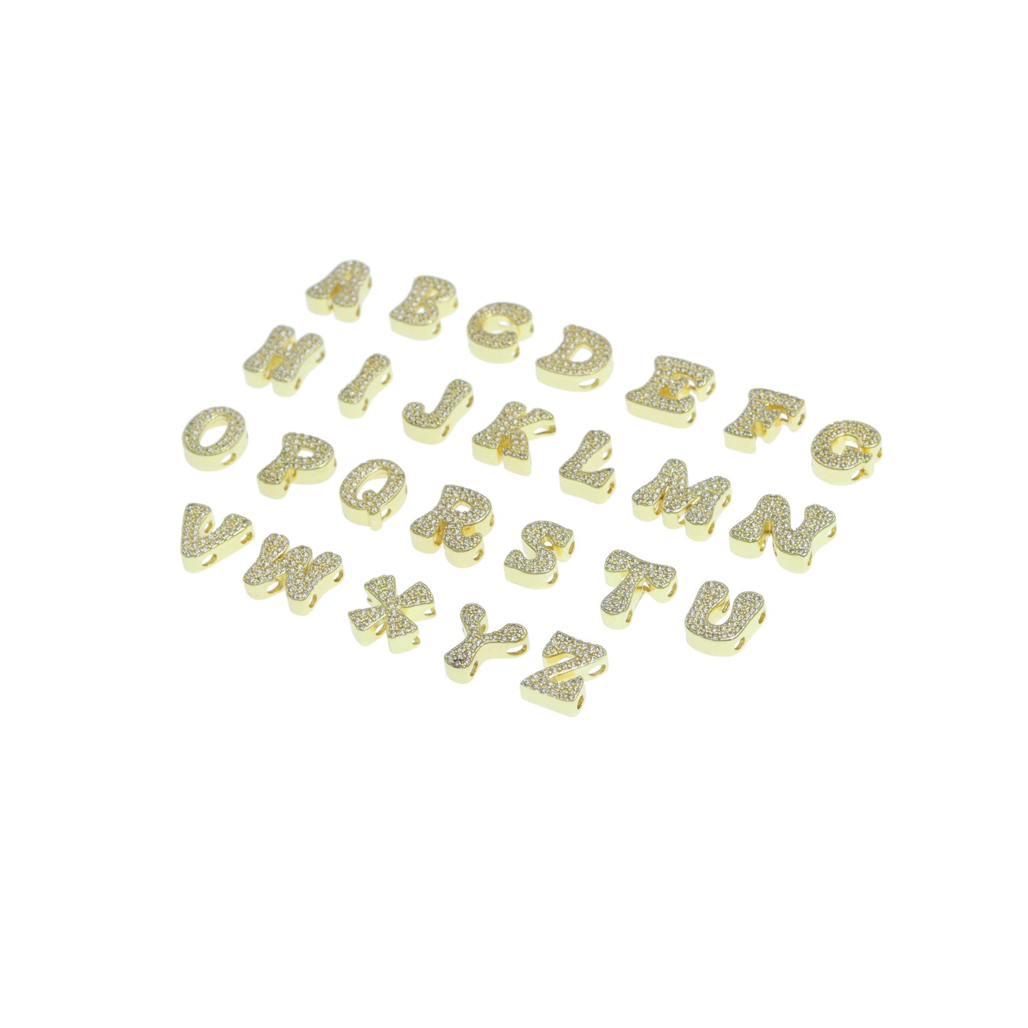 CZ Gold Alphabet Initial Charm Pendant Bead BestBeads&Beyond