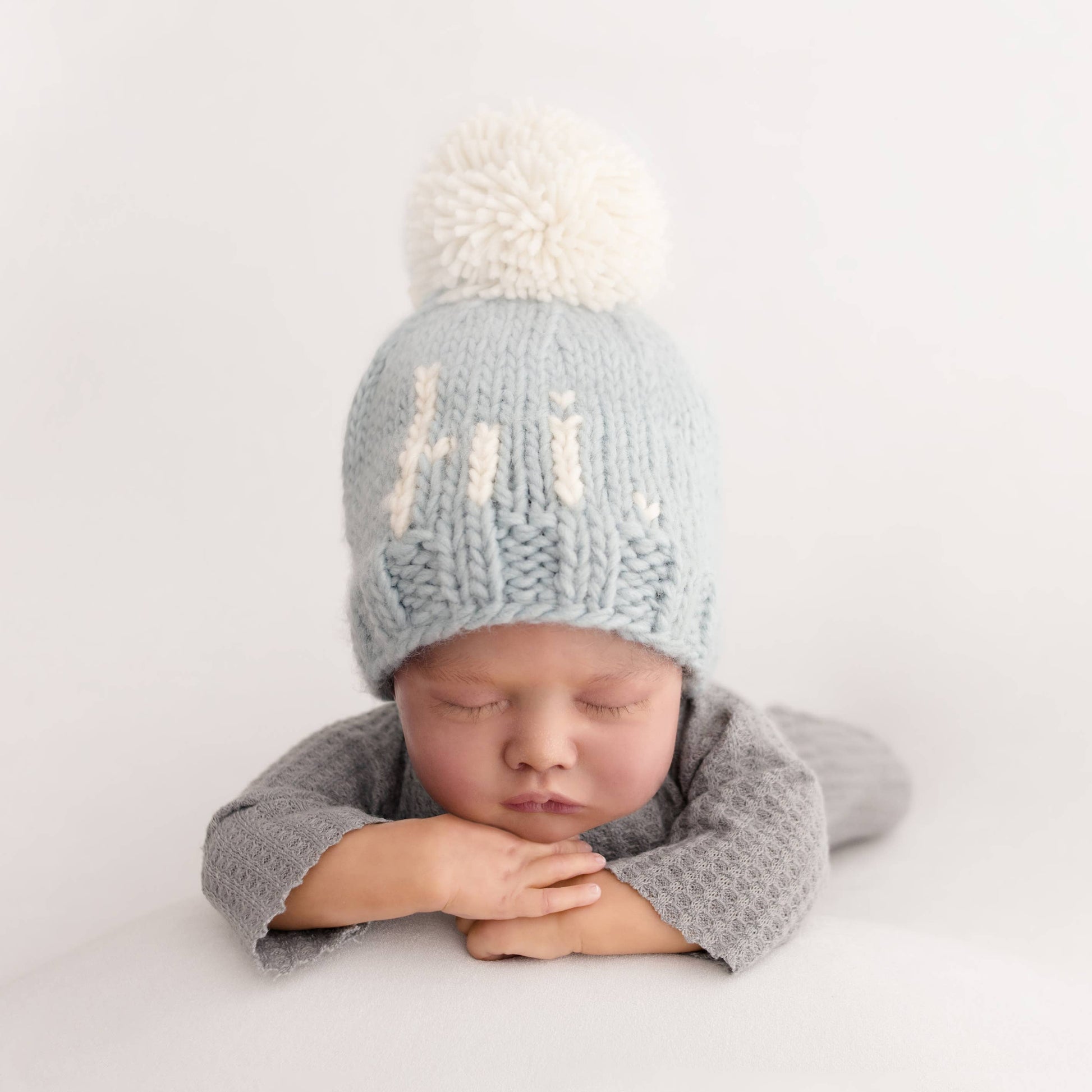 Hi. Surf Blue Hand Knit Beanie Hat Huggalugs