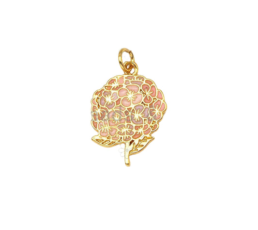 Enamel Hydrangea Charm BestBeads&Beyond Pink