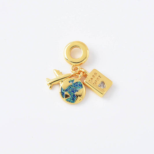 Gold Filled Passport/Earth/Plane Travel Charm Beads Creation