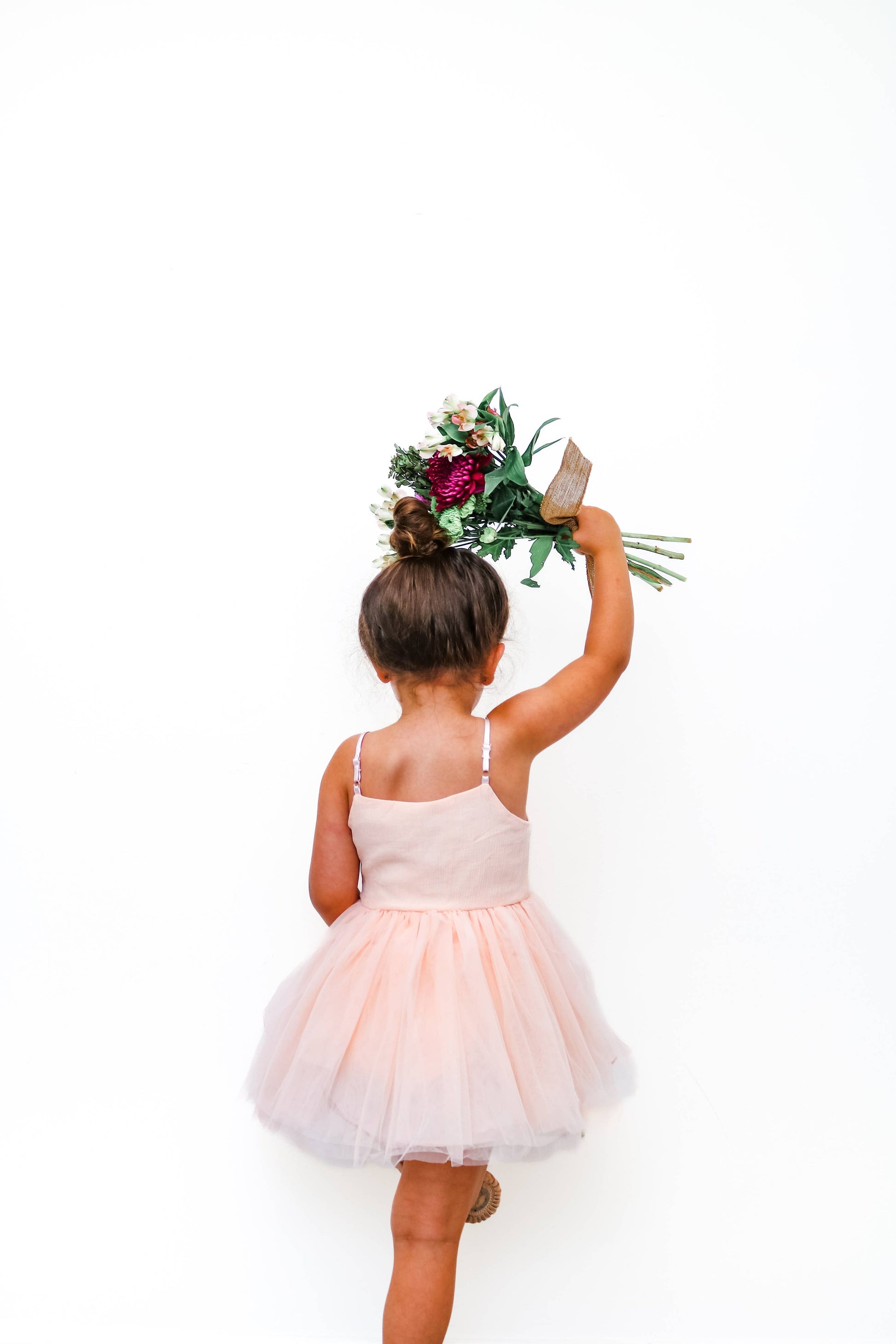 Pale pink linen & mesh twirl dress Fancy Shmancy Baby