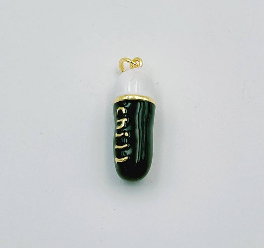 Enamel Pill Charm Beads Creation Black Chill