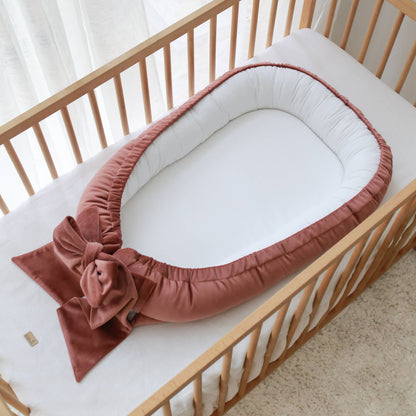 Velvet babynest with bow (5 colors) - BABYLY