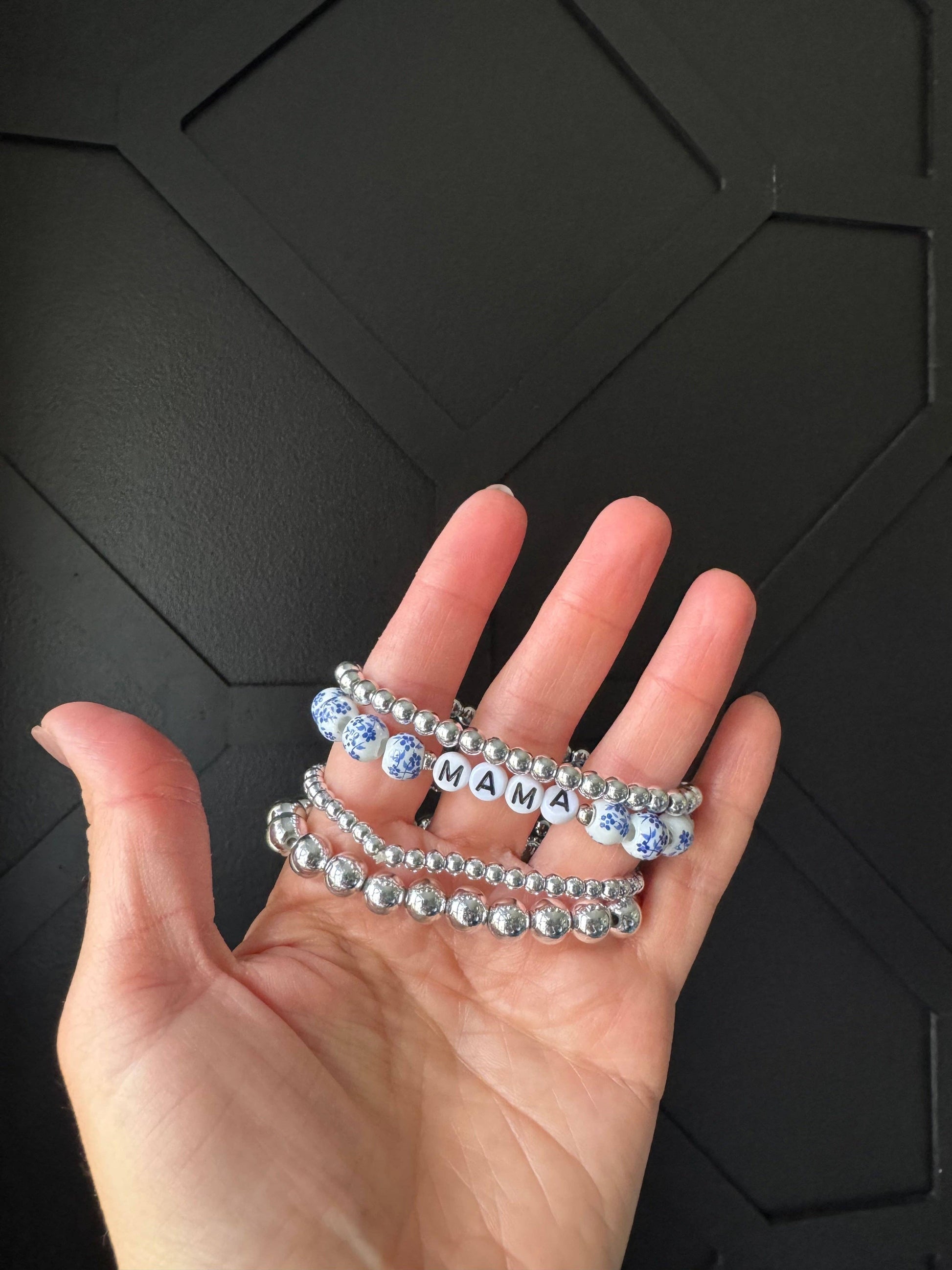 Mama Blue Floral Bracelet Set Love Your Why