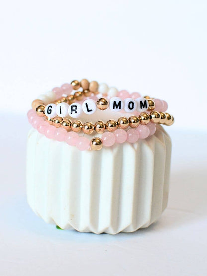 GIRL MOM Pink & Gold Bracelet Set Two and Crew