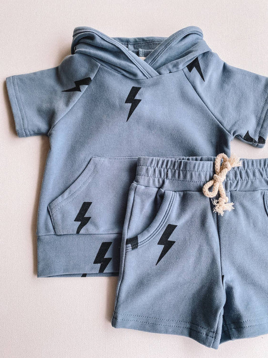 Lightning hoodie - dusty blue