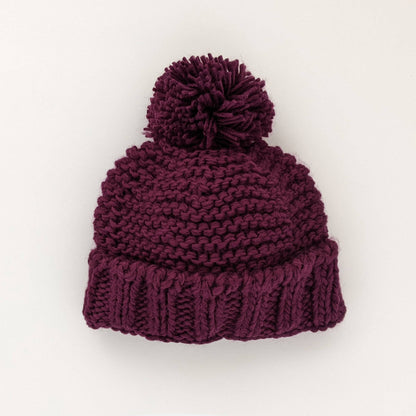 Plum Garter Stitch Beanie Hat Huggalugs