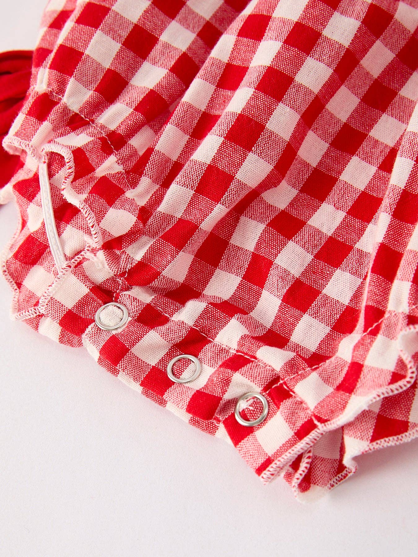Red Cherry Bow Plaid Smocked Romper Rylee Faith Designs