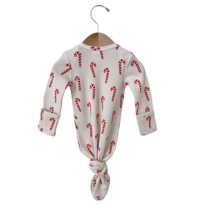 Organic Waffle Knotted Gown, Candy Cane