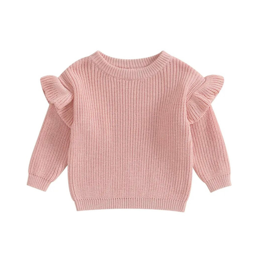 Flutter Sleeve Knit Sweater ~ Pink Ash and Row 0-6M