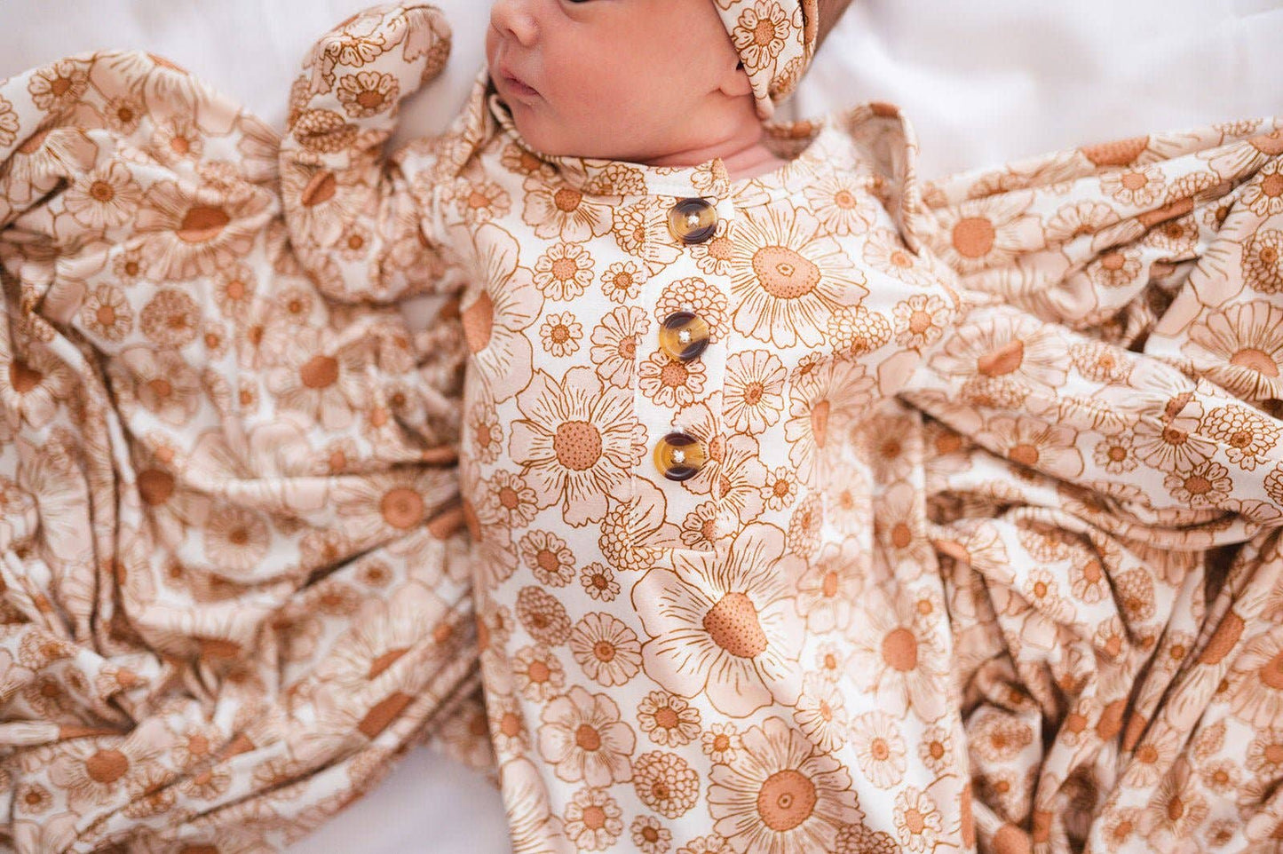 Knotted Baby Gown - Flower Garden