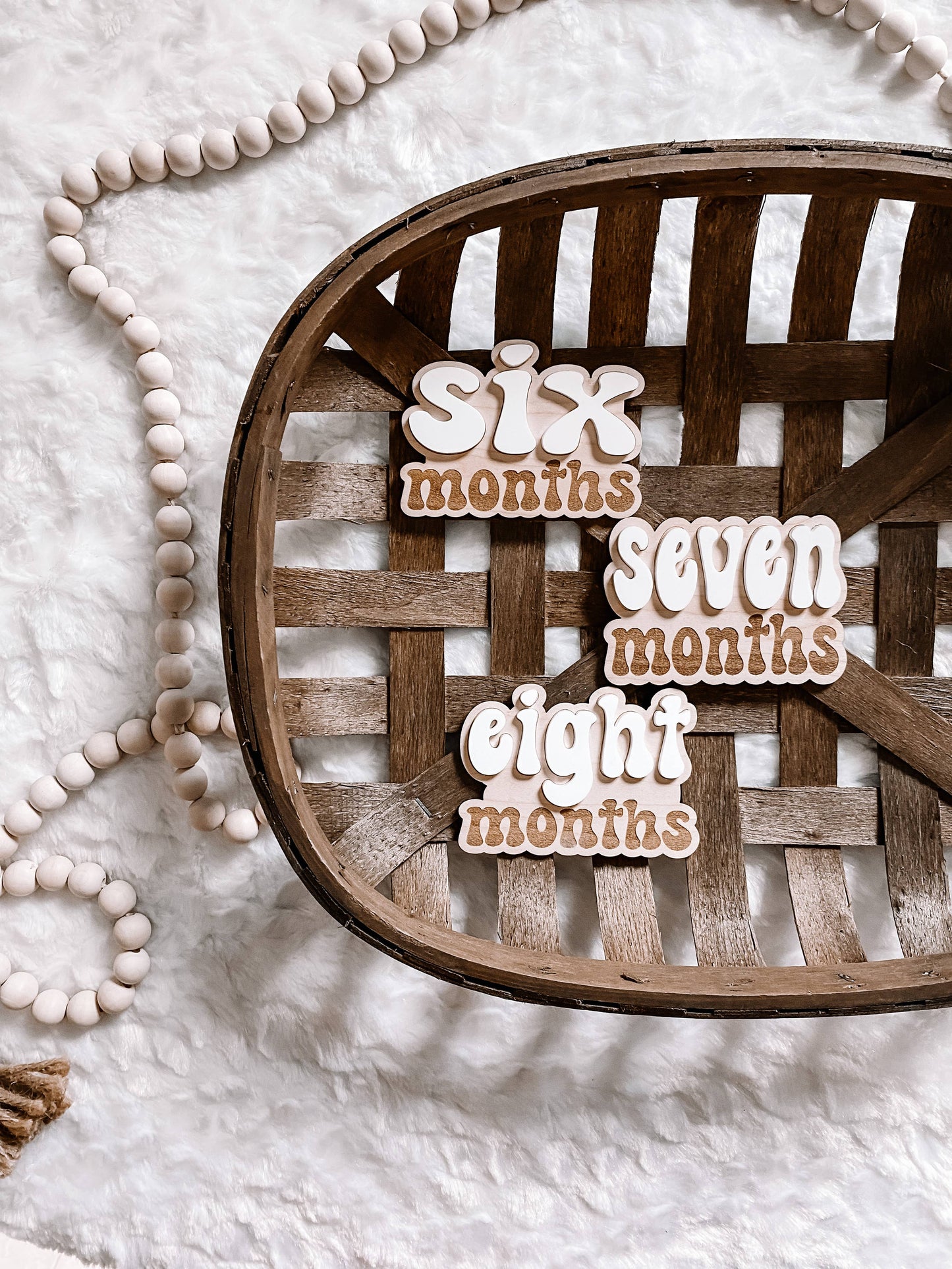 Wooden Monthly Milestone Set - Retro 3D Font