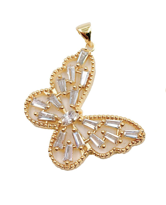 Butterfly Charms Hunny B's Baguette CZ Gold Filled Butterfly