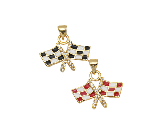 Enamel Racing Flag Charm BestBeads&Beyond Black