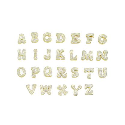 CZ Gold Alphabet Initial Charm Pendant Bead BestBeads&Beyond A