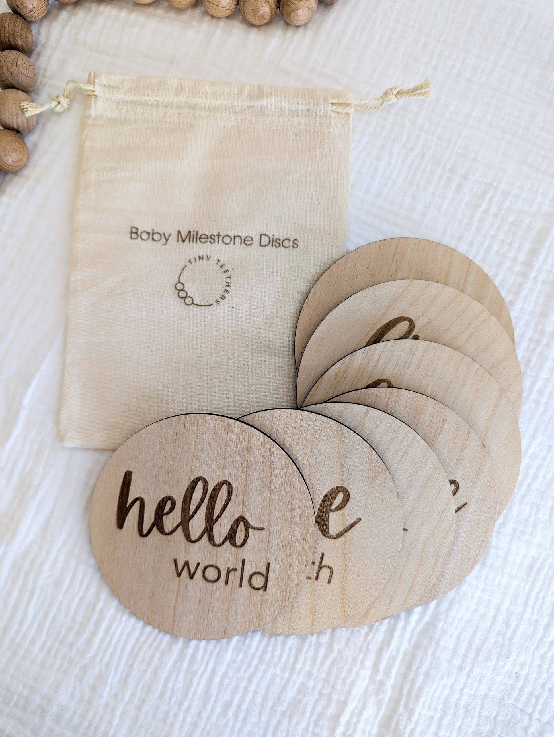 Baby Wooden Milestone Discs Tiny Teethers