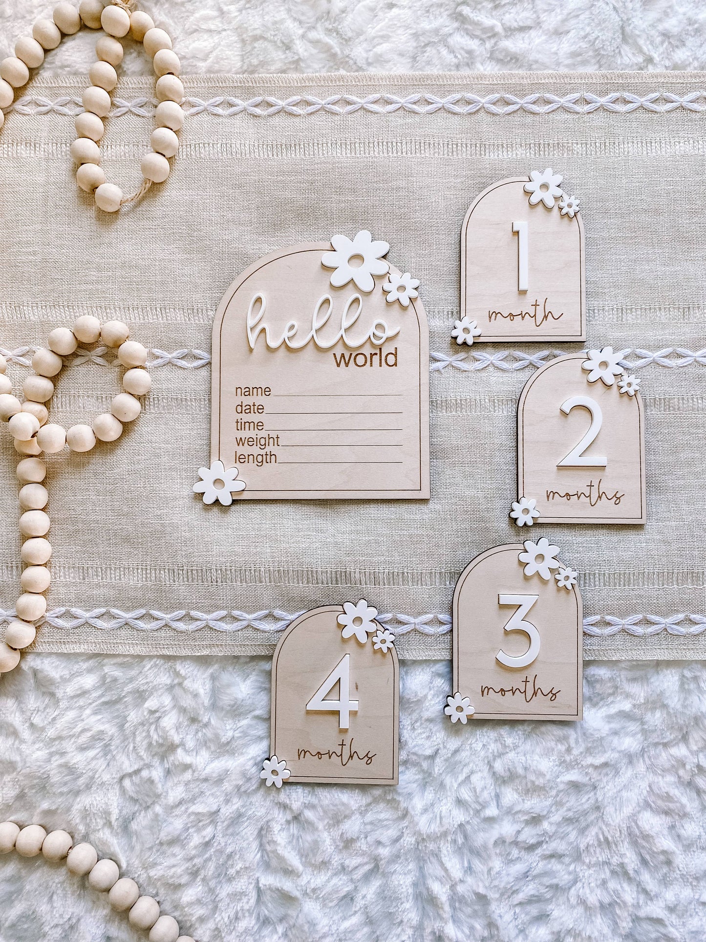 Wooden Monthly Milestone Set - Daisy