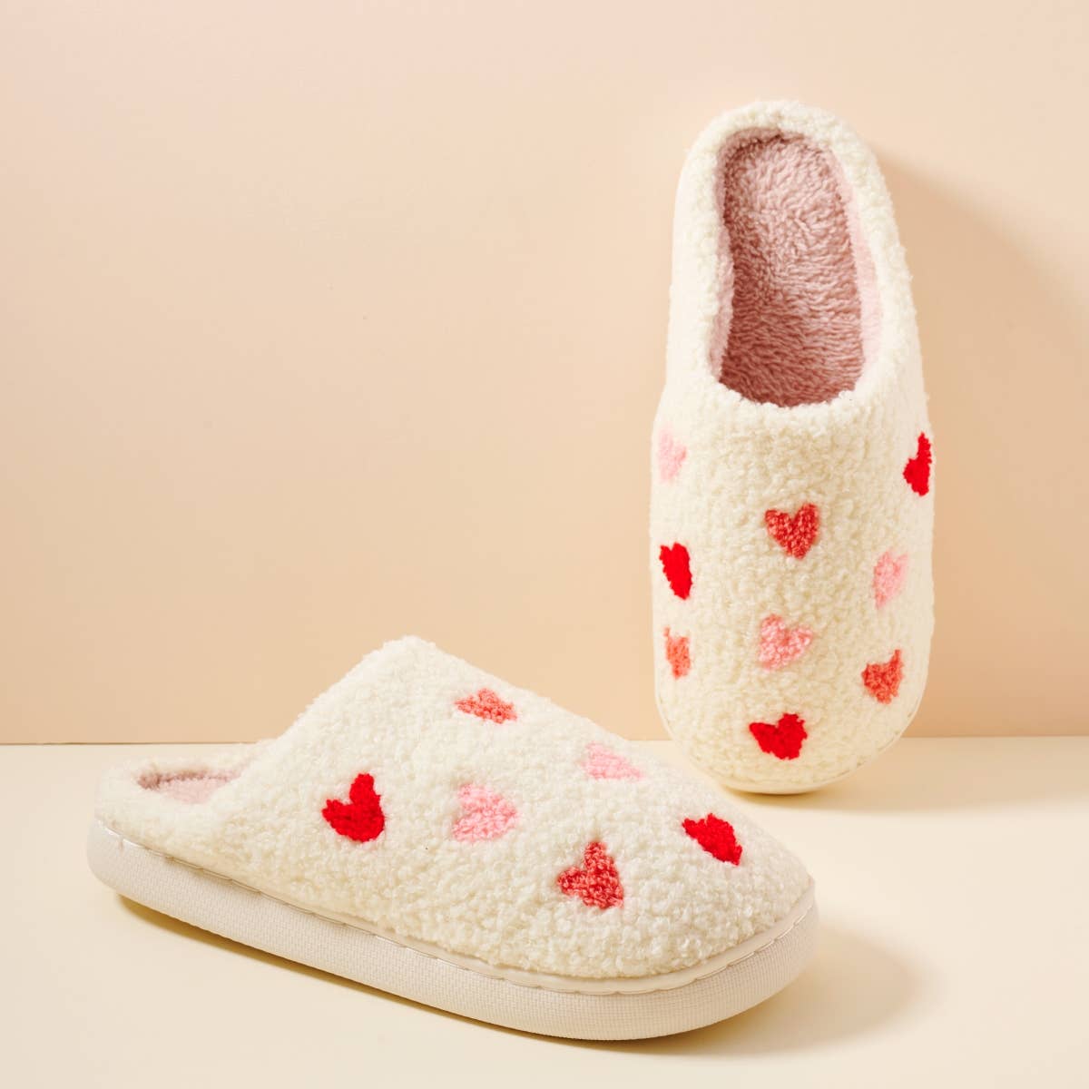 Multi Hearts Home Slippers Lilla Haven Small White-Pink 4DL98003