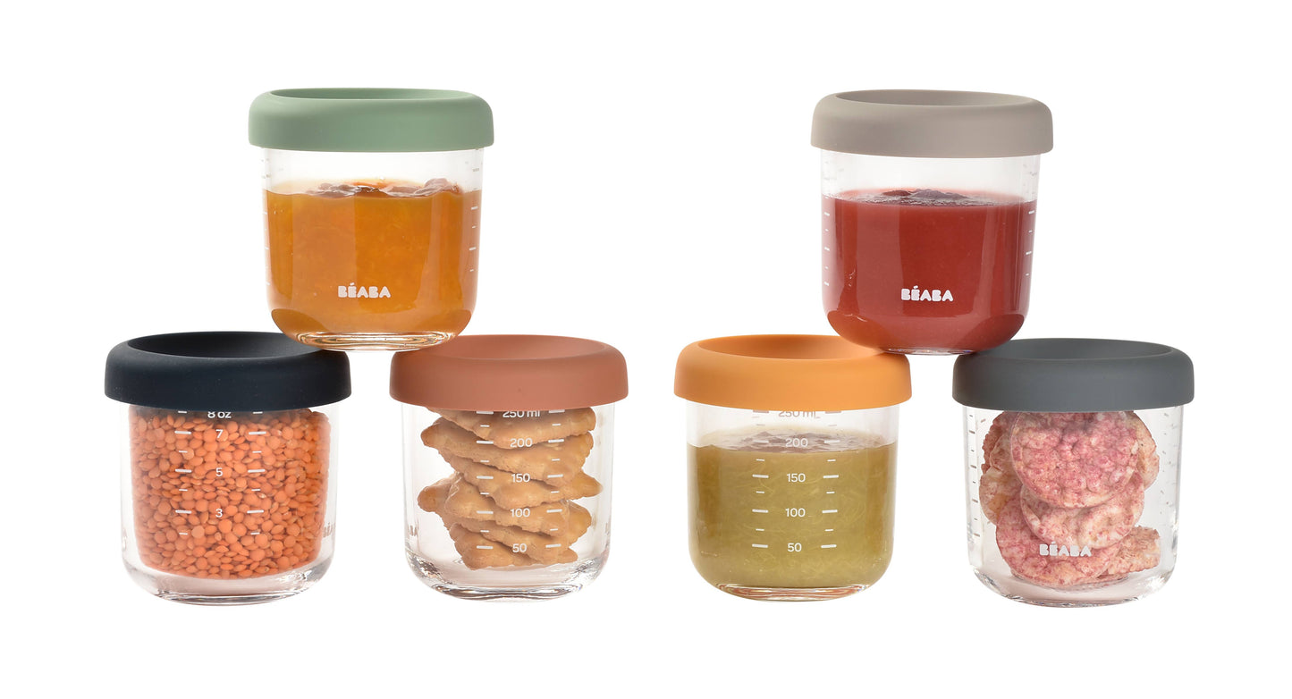 BEABA 6 Pack Glass Baby Food Jars-8oz