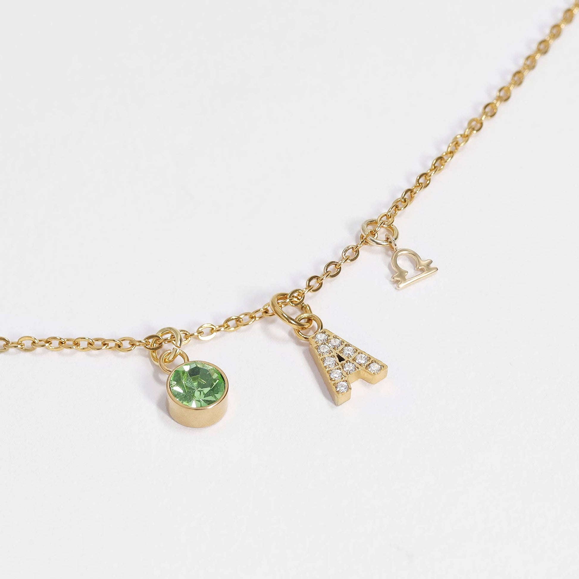18K Gold PVD Cubic Zirconia Birthstone Charm WJW