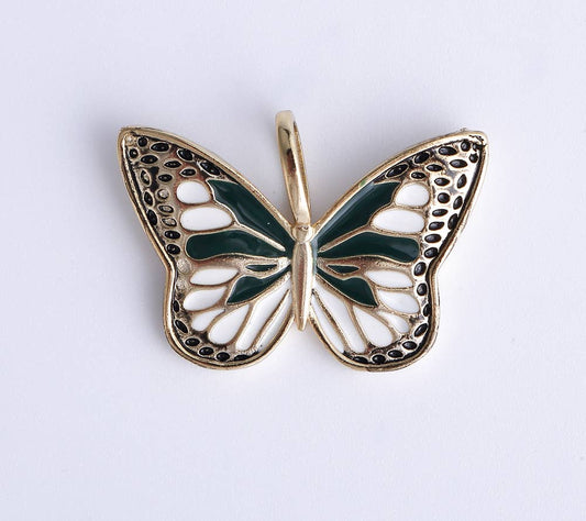 Butterfly Charms Hunny B's Black & White Enamel Butterfly