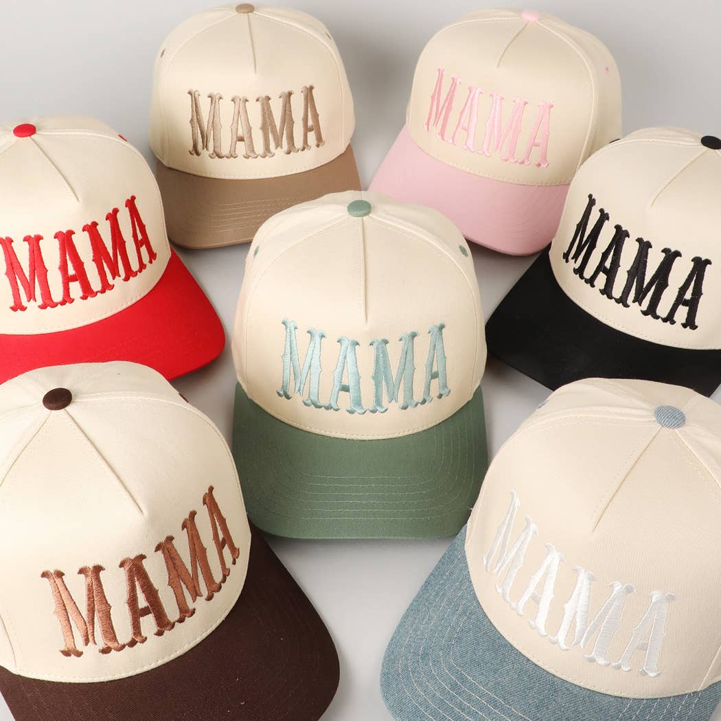 MAMA Typographic Design Embroidery Baseball Cap Fashion City