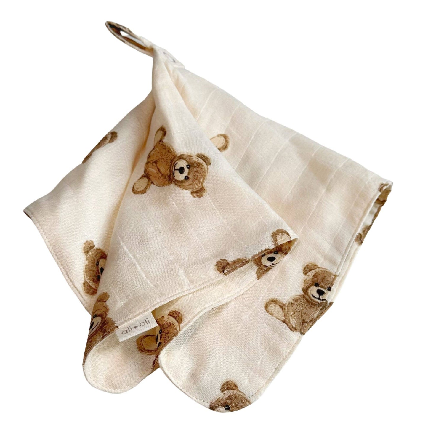 Pacifier Blanket Holder Bamboo Muslin (Teddy Bear)