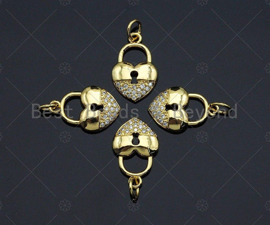 CZ Micro Pave Heart Lock Pendant BestBeads&Beyond