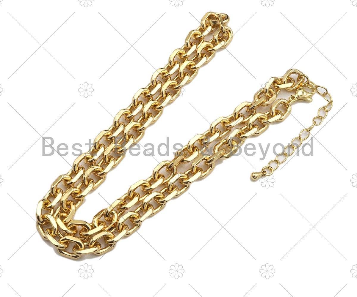 18" Gold Filled Chunky Oval Link Chain Necklace (Adjustable) BestBeads&Beyond