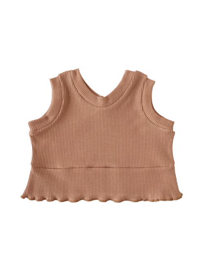 Ruffle top / ribbed - earth tones