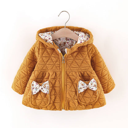 Diamond Quilted Long-sleeve Baby Full-zip Hoodie