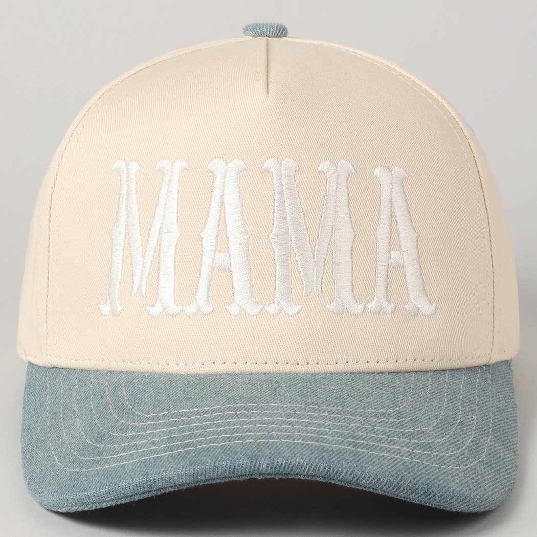 MAMA Typographic Design Embroidery Baseball Cap Fashion City Denim ONE SIZE