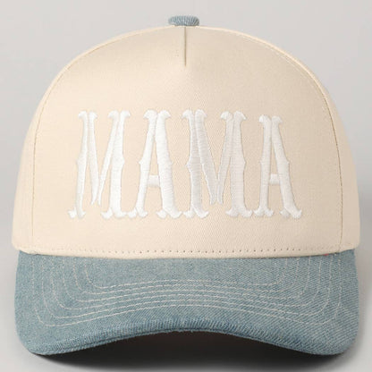 MAMA Typographic Design Embroidery Baseball Cap Fashion City Denim ONE SIZE