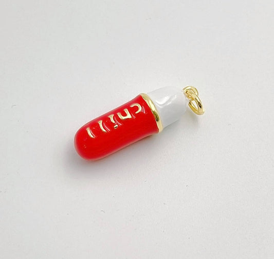 Enamel Pill Charm Beads Creation Red Chill