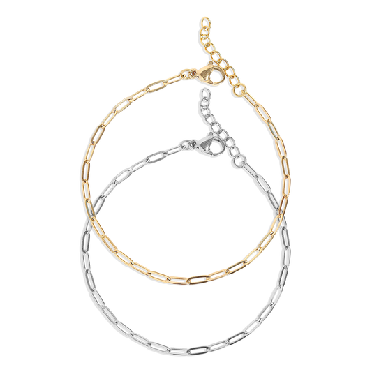 Gold Stainless Steel Paperclip Chain Bracelet WJW