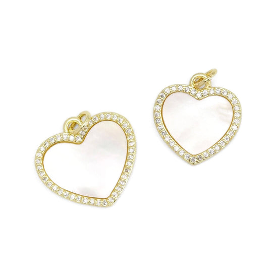 Heart Charms Hunny B's Gold White Pearl Heart Medium