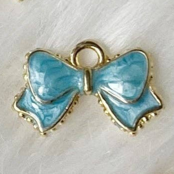 Bow Charms Hunny B's Blue Enamel Bow in Gold