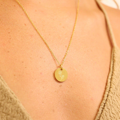 18K Gold PVD Stainless Steel Birth Flower Charm WJW