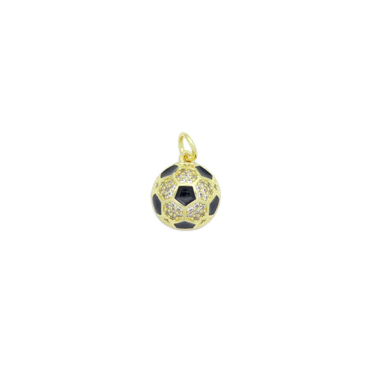 Sports Charms Hunny B's CZ Enamel Gold Soccer Ball