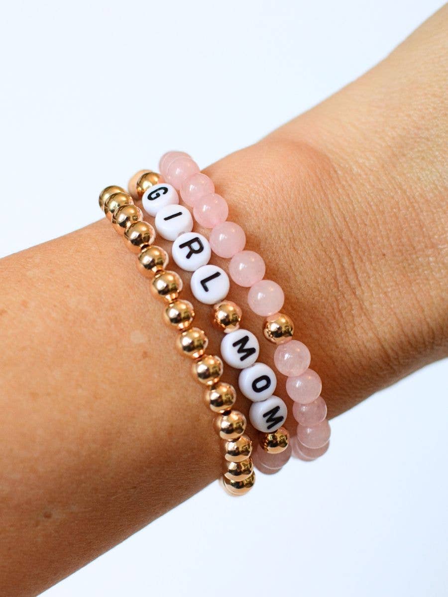 GIRL MOM Pink & Gold Bracelet Set Two and Crew