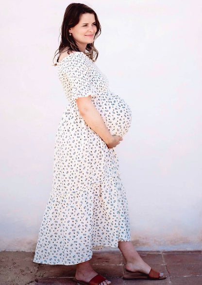 Blue Floral Muslin Dress