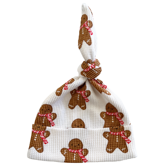 Organic Waffle Knot Beanie, Gingerbread Man