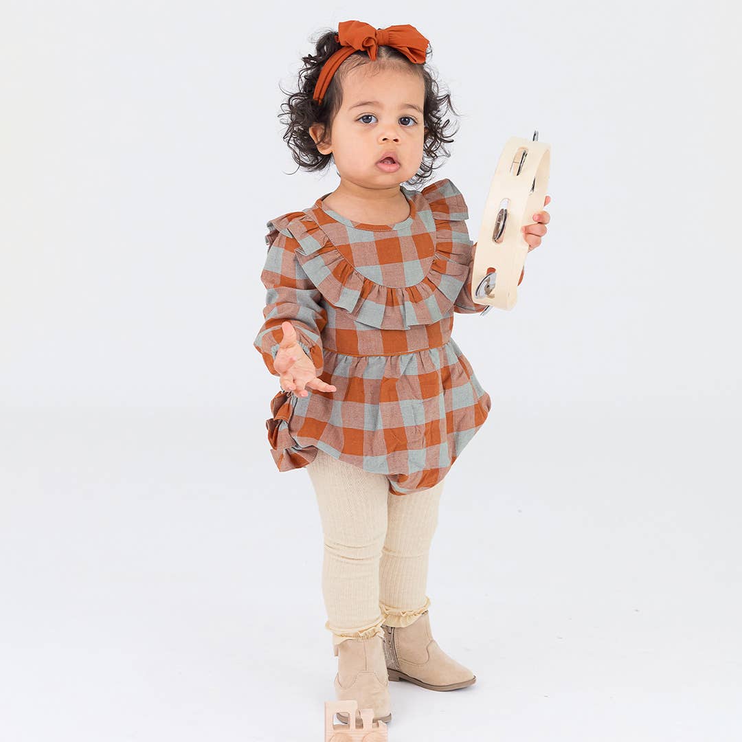 Girls Oatmeal Rib Knit Footless Ruffled Tights RuffleButts + RuggedButts