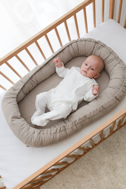 Linen babynest - beige