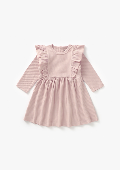 Ribbed Flutter Dress | Blush