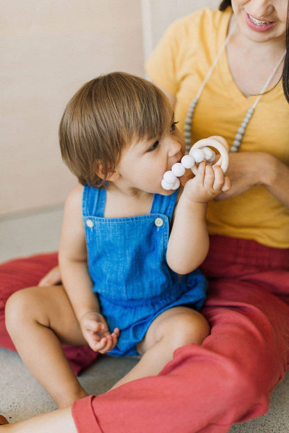 Hayes Silicone + Wood Teether Ring - Rose Quartz Chewable Charm