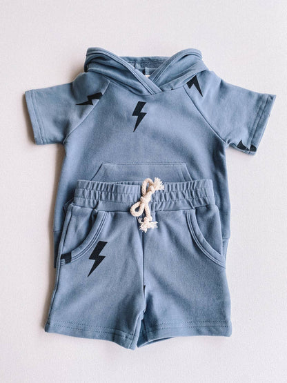 Lightning shorts - dusty blue