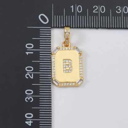 14K Gold-Filled Initial Tag Letter Charm CZ Pendant Beads Creation